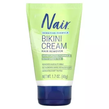 Nair, Средство для удаления волос, крем для зоны бикини, чувствительная формула, с зеленым чаем, 1,7 унции (48 г)