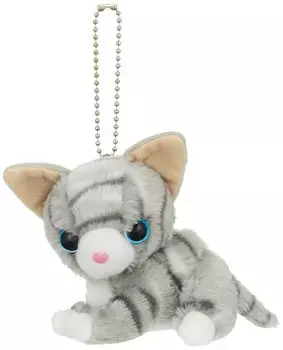 Naito Design Institute Isshogaai Chokonto Mascot Gray Cat Plush Toy Total Length 8cm Approx.