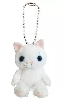 Naito Design Institute Maruno Walk Mascot, талисман Mikemaru с шариковой цепочкой, кот, высота 12 см, белая мягкая игрушка