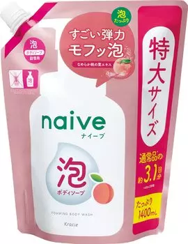 Наивное пенящееся мыло для тела, сменный блок 1400 мл [Большая емкость] белый