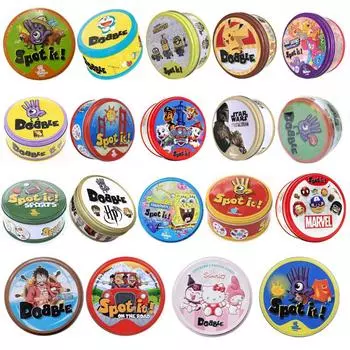 Найди это игральная карточная игра с металлической коробкой с прозрачным принтом. Наслаждайтесь ею для всей семьи для детей от 6 лет и старше