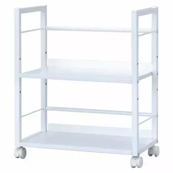 Nakabayashi 2 Tier Desk Turner Under Desk Storage Rack with Casters Under Desk Wagon Shelf Shiro ND-001