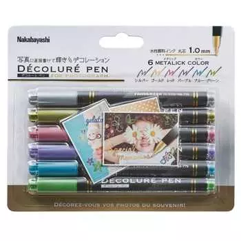 Nakabayashi Decorure Pen Metallic for Photo Decoration 6 Color Set 23524