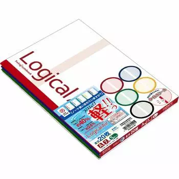 Nakabayashi Logical Air Note 20 Sheets Primary Color Pack (Lightweight Notebook) Semi-B5 A-lined Series/5-Book NLB504A-5P