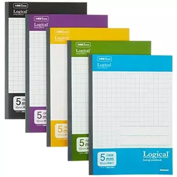 Nakabayashi Swing Logical Antibacterial Cover Notebook, Semi-B5/Grid 5mm Ruled/30 Sheets, Casual Color, 5-Book Pack HB5-H511-5P