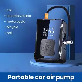 Накачивание шин Портативный воздушный компрессор с цифровым дисплеем Перезаряжаемый портативный электрический аккумулятор высокой мощности A