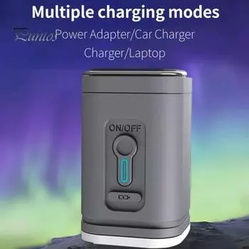 Накачка шин Портативный воздушный компрессор с походной лампой Перезаряжаемый беспроводной универсальный портативный беспроводной воздушный компрессор с набором из 5 насадок чёрный