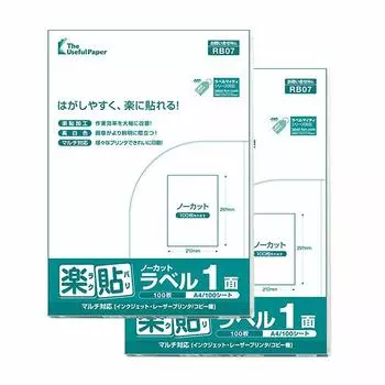 Nakagawa Seisakusho Raku Наклейка Этикетка Бумажная Этикетка Наклейка 1 сторона A4 200 листов листы x 2 (неразрезанный) (100 упаковок) УПРЛ01А-100 (РБ07)