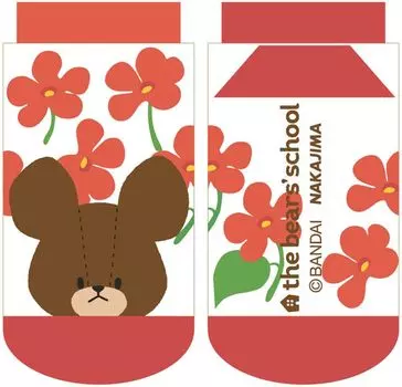 Nakajima Corporation Bear School Retro Girly Kids Socks Floral Pattern 194015-24 Size 13-18cm