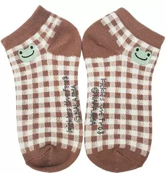 Nakajima Corporation Frog Pickles Gift Socks Brown Check 192677-24 22~24cm