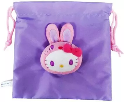 Nakajima Corporation Hello Kitty Colorful Bunny Boa Face Drawstring Purse Purple 200389-24