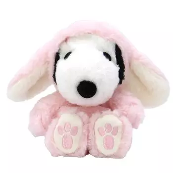 Nakajima Corporation Peanuts FUWAKUTA Snoopy Bunny Plush Light H15 x W17 x D12cm Lop-Ear Toy, Pink, 213754-25, Dimensions