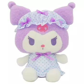Nakajima Corporation Sanrio Characters Nightcap Ribbon Kuromi Plush Toy, Small, 213839-25, H25 x W22 x D15cm