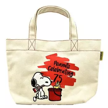 Nakajima Corporation Snoopy 75th Celebration Sagara Mini Tote Red H20 x W30 x D10cm 202789-24