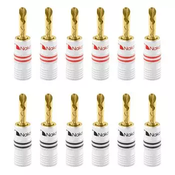Nakamichi Excel Series 24K Gold Plated Banana Plugs Banana Plug 12 AWG 18 AWG Gauge Size 4 mm Speaker Amplifier AV Stereo Home Theater Audio Cable
