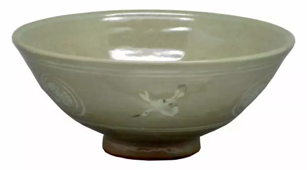 Nakamura Yohei Matcha Gray Diameter x Height 6cm Flat Tea Bowl Unzuru Celadon Paper Box Bowl, Size 14.4