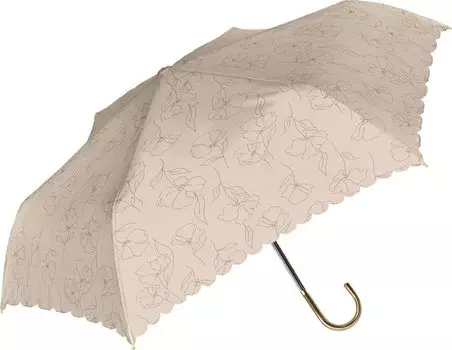 Nakatani UV Elena Beige Flower type umbrella with fiberglass ribs 55cm [923-041] Hand-opening бежевый