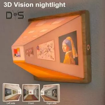 Naked Eye 3D Vision Night Light LED Illusion Atmosphere Light Classic Art Work Design Настенный светильник для спальни, гостиной B