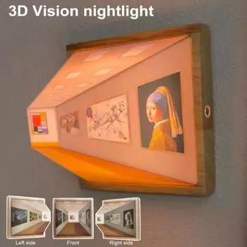 Naked Eye 3D Vision Night Light Мягкий свет с регулировкой яркости Простота установки Креативность Charging