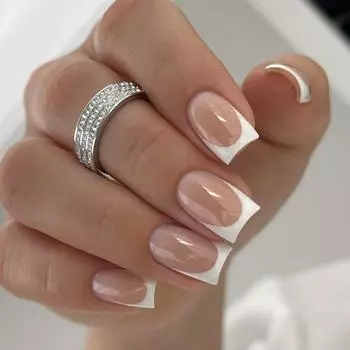 Naked White Edge Nail Piece Простой искусственный ноготь для ногтей Тип ногтей Наклейка для ногтей Прямоугольный ноготь