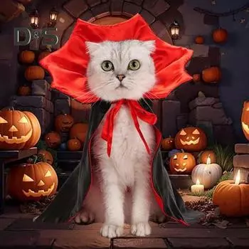 Накидка для питомца на Хэллоуин для маленьких и средних собак, кошек, забавный плащ для кошки, праздничный костюм для переодевания, наряд для питомца на вечеринку-косплей на Хэллоуин S