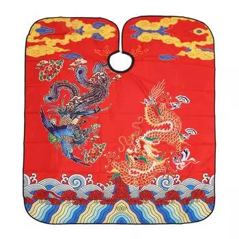 Накидка для стрижки волос в китайском стиле с рисунком, регулируемая герметичность, водонепроницаемый защитный шарф для одежды, парикмахерский шарф