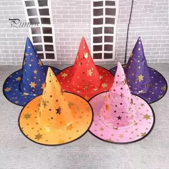 Накидка на Хэллоуин, костюм для косплея, платье со звездным узором, шляпа для рождественских вечеринок на Хэллоуин 35cm фиолетовый