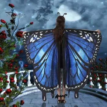 Накидка с крыльями бабочки для взрослых, гибкий красочный привлекательный костюм на Хэллоуин для вечеринки, подарочный реквизит
