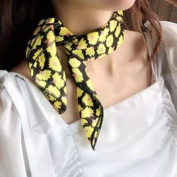 Накидки с принтом Галстук-шейный платок Шелковый шарф Маленький квадратный шарф Шарфы в корейском стиле Печатный шарф L
