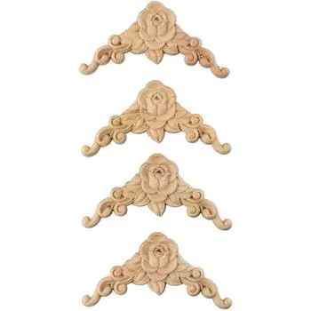 Накладка Аппликация Деревянный Резной Уголок 8*8 см Для Декора Двери Мебель Молдинги Наклейка Домашний Декор Неокрашенный Полезный Горячий