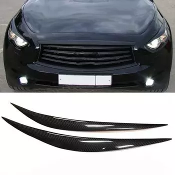 Накладка для бровей для Infiniti FX37 FX35 FX50 2009-2013, автомобильная фара из углеродного волокна, веко, передняя фара, крышка лампы Carbon Fiber