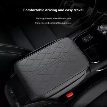 Накладка на центральную консоль автомобиля с сумкой для хранения, износостойкая, водонепроницаемая, универсальная, простая установка, автомобильный подлокотник, коробка для сиденья, защитная подушка чёрный