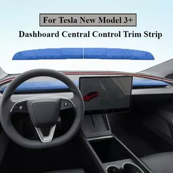 Накладка на центральную панель управления передней панели автомобиля из алькантары и замши для Tesla Model 3 Highland 2024, внутренняя крышка приборной панели