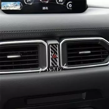 Накладка на центральный пульт управления из настоящего углеродного волокна, кнопка предупреждения о безопасности, подходит для mazda CX-5 CX5 2017 2018