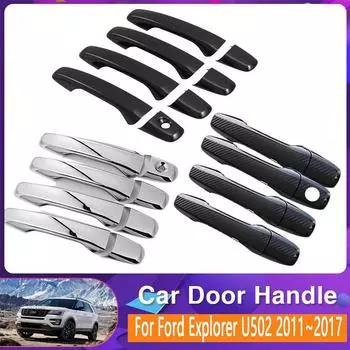 Накладка на дверную ручку автомобиля для Ford Explorer Classic U502 2011 ~ 2017, набор с защитой от царапин, хромированные внешние детали Sliver