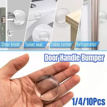 Накладка на дверную ручку, самоклеящаяся, прозрачная, силиконовая, защитная накладка на стену, противоударная, моющаяся, многоразовая, круглая, дверная накладка 1PC