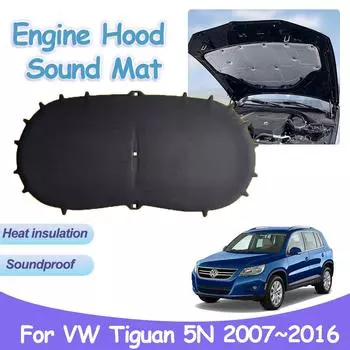 Накладка на капот двигателя автомобиля для Volkswagen VW Tiguan 5N MK1 2007~2016 Звукоизоляция Теплоизоляция Хлопок Огнестойкие Чехлы Аксессуары для интерьера