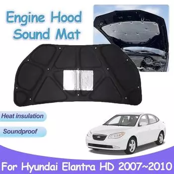 Накладка на капот двигателя для Hyundai Elantra HD Avante 2007~2010 Звукоизоляция автомобиля, теплоизоляция, хлопковый огнестойкий коврик, аксессуары для интерьера