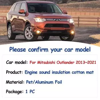 Накладка на капот двигателя для Mitsubishi Outlander 3 GF GG ZJ ZK ZL 2013~2024 Звукоизоляция автомобиля, хлопковые чехлы, аксессуары для интерьера