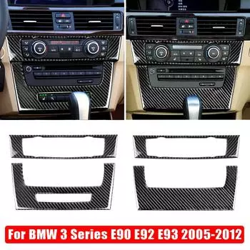 Накладка на панель автомобиля из настоящего углеродного волокна для BMW 3 серии E90 E92 E93 2005-2012, защитные наклейки для автомобиля Type A-with Hole