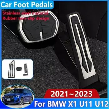 Накладка на педали из нержавеющей стали для BMW X1 U11, аксессуары iX1 U12, нескользящая, без сверления, защита для ног 1pcs