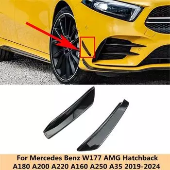Накладка на передний бампер, отделка воздуховода, наклейка Canard для Mercedes для Benz A-Class W177 A160 A180 A200 A250 A35 2019-2021 чёрный