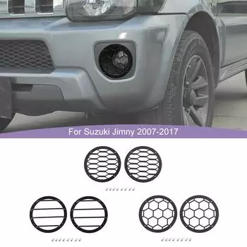 Накладка на переднюю противотуманную фару автомобиля, украшение для защиты противотуманных фар для Suzuki Jimny 2019-2023, металлические аксессуары, 2 шт.(черный) Choice 1
