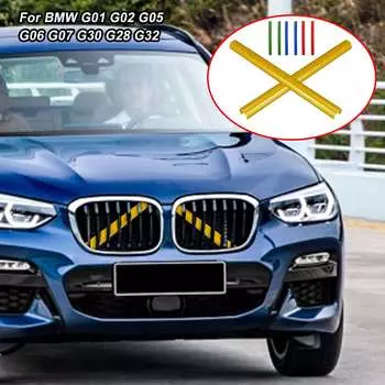 Накладка на переднюю решетку из АБС-пластика для BMW G01 G07 G30 G38 G32 3 5 7 серии автомобилей, спортивный стиль, декоративные аксессуары, наклейка красный
