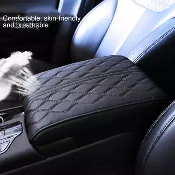 Накладка на подлокотник автомобиля, водонепроницаемая, износостойкая, универсальная, простая установка, чехол на подлокотник центральной консоли, аксессуар для салона автомобиля A чёрный