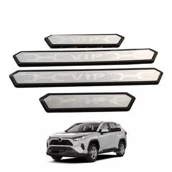 Накладка на порог автомобиля для RAV4, аксессуары XA50, защитная накладка, педаль из нержавеющей стали, автостайлинг, наклейка, отделка
