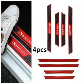 Накладка на порог автомобиля, накладка на панель, защитная панель, внутренняя резиновая полоса, 4 шт. красный/чёрный