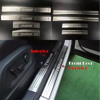 Накладка на порог из нержавеющей стали для Volkswagen Tiguan 2009-2017 B7, накладка на педаль, приветственная накладка на порог Exterior 4pcs