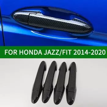 Накладка на ручку боковой двери с узором из углеродного волокна для Honda JAZZ FIT 2014 2015 2016 2017 without smart entry