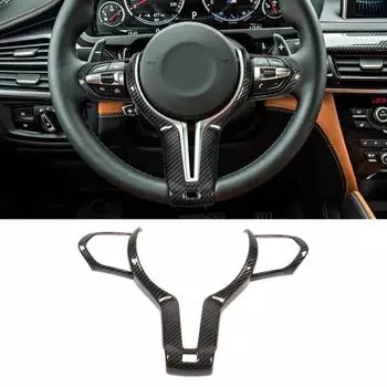Накладка на руль автомобиля в стиле углеродного волокна, подходит для BMW M2 M3 M4 M5 X5M F Декор рулевого колеса матовый черный